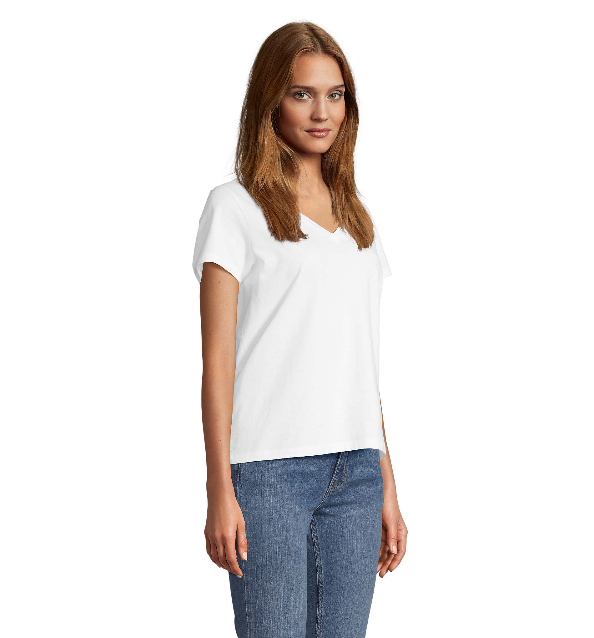 Tee-shirt femme col V 150 g/m² personnalisé REGENT V Blanc 1